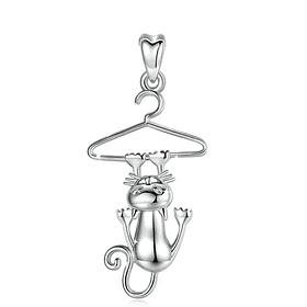 Colgante gato divertido en plata fina 950