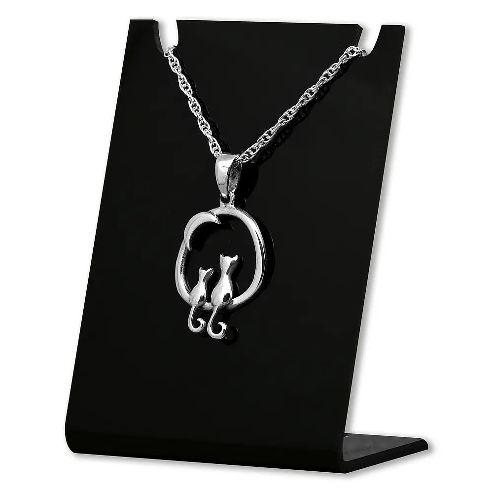 Colgante pareja de gatos enamorados en plata fina 1