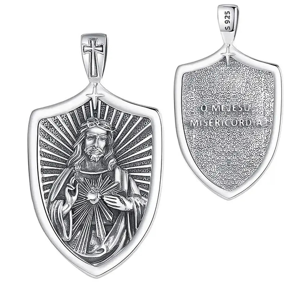 Colgante sagrado corazon Jesus en plata fina 950 1