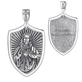 Colgante sagrado corazon Jesus en plata fina 950