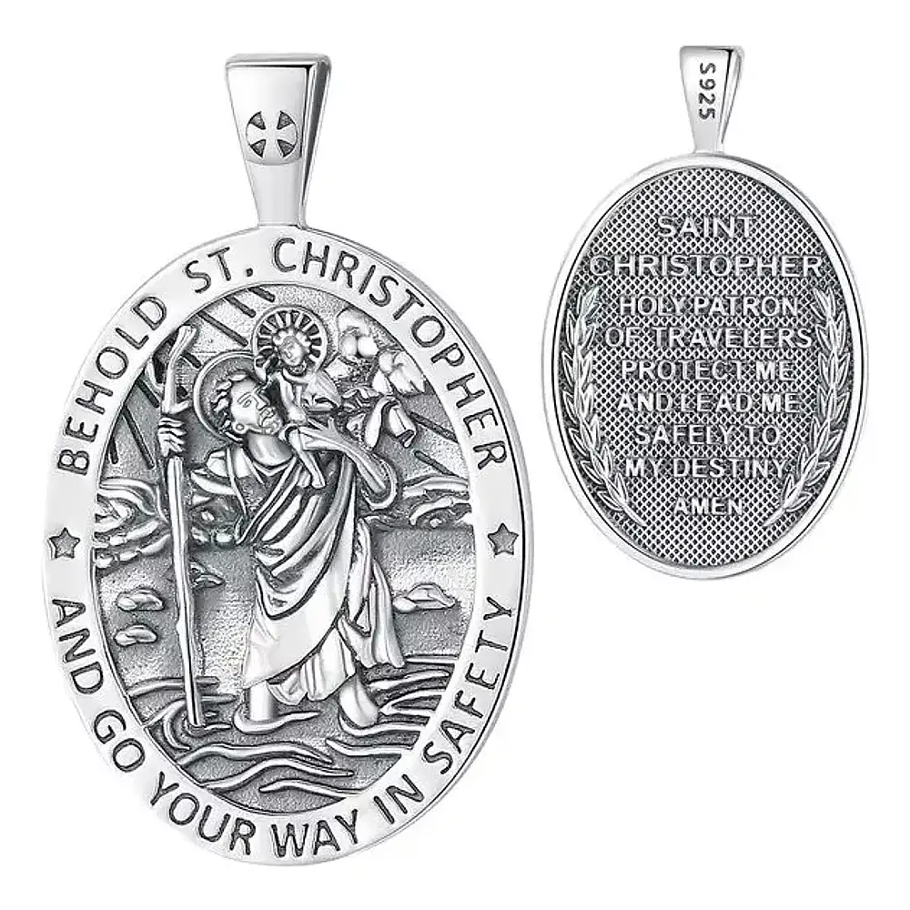 Colgante San Cristóbal En Plata Fina 950, Con Cadena 1