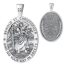Colgante San Cristóbal En Plata Fina 950, Con Cadena