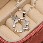 Colgante De Colibri Con Flor En Plata Fina, Con Cadena 2