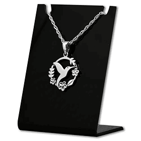 Colgante de colibri en plata fina, con cadena