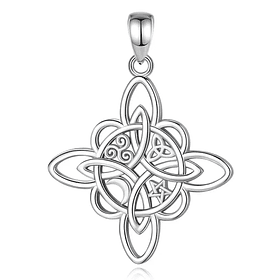 Colgante nudo de bruja mediano en plata fina 950