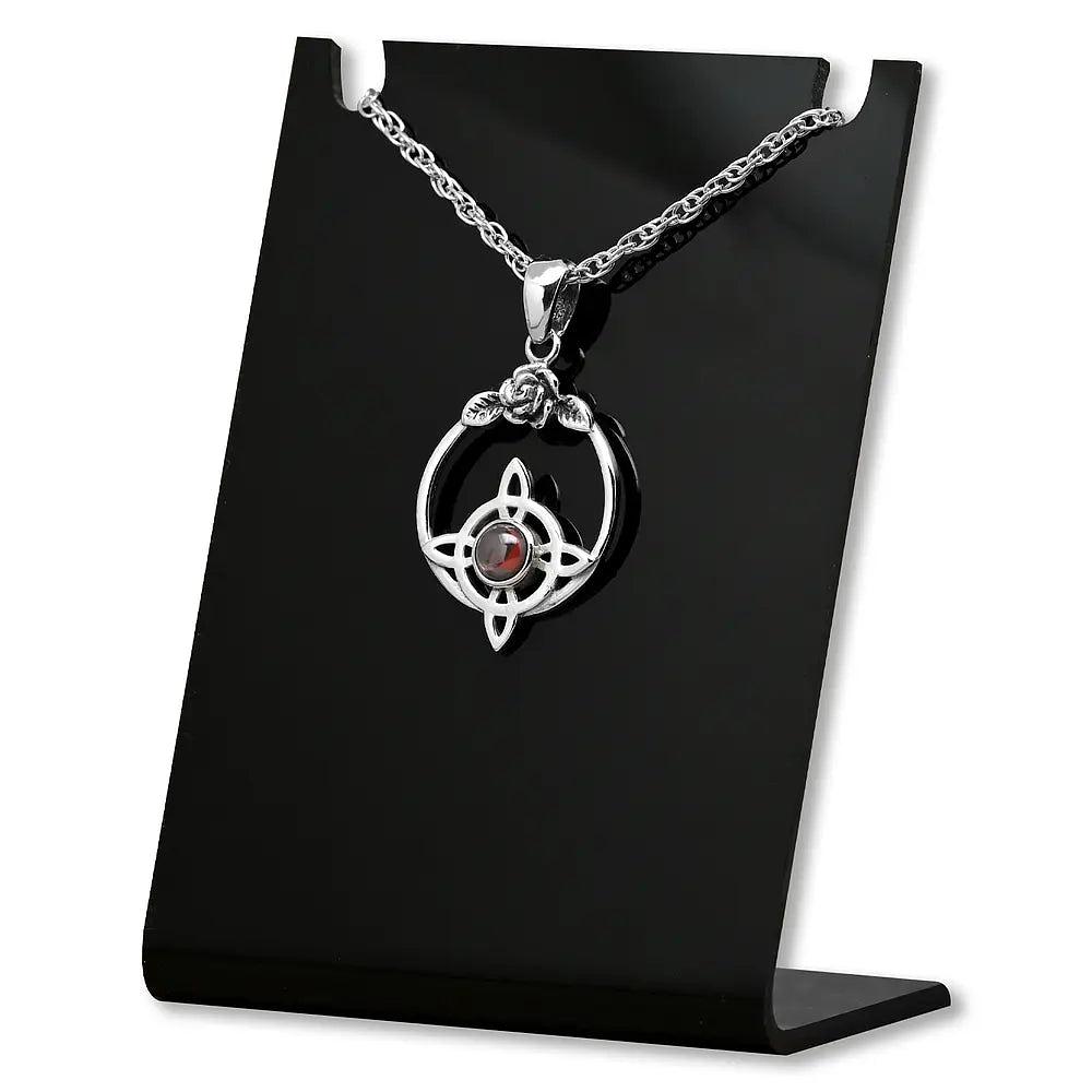Colgante Nudo De Bruja Pequeño Con Granate En Plata fina 1