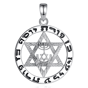 Colgante estrella de David y menora de 7 brazos en plata fina