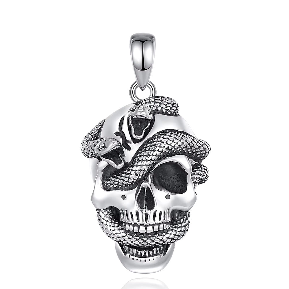 Colgante calavera con serpiente en plata fina 950 1
