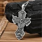 Colgante cruz San Miguel de arcangel en plata fina 950 2