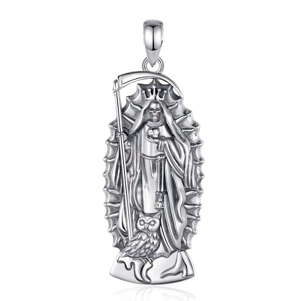 Colgante de santa muerte full definición en plata fina 950 1