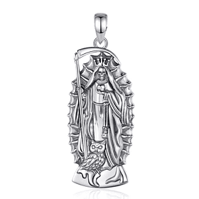 Colgante de santa muerte full definición en plata fina 950