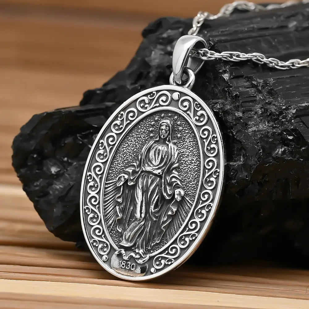 Colgante Virgen Maria full definicion en plata fina 950 2