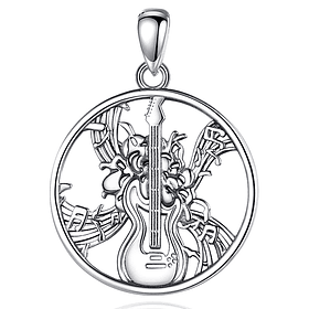 Colgante guitarra en plata fina 950