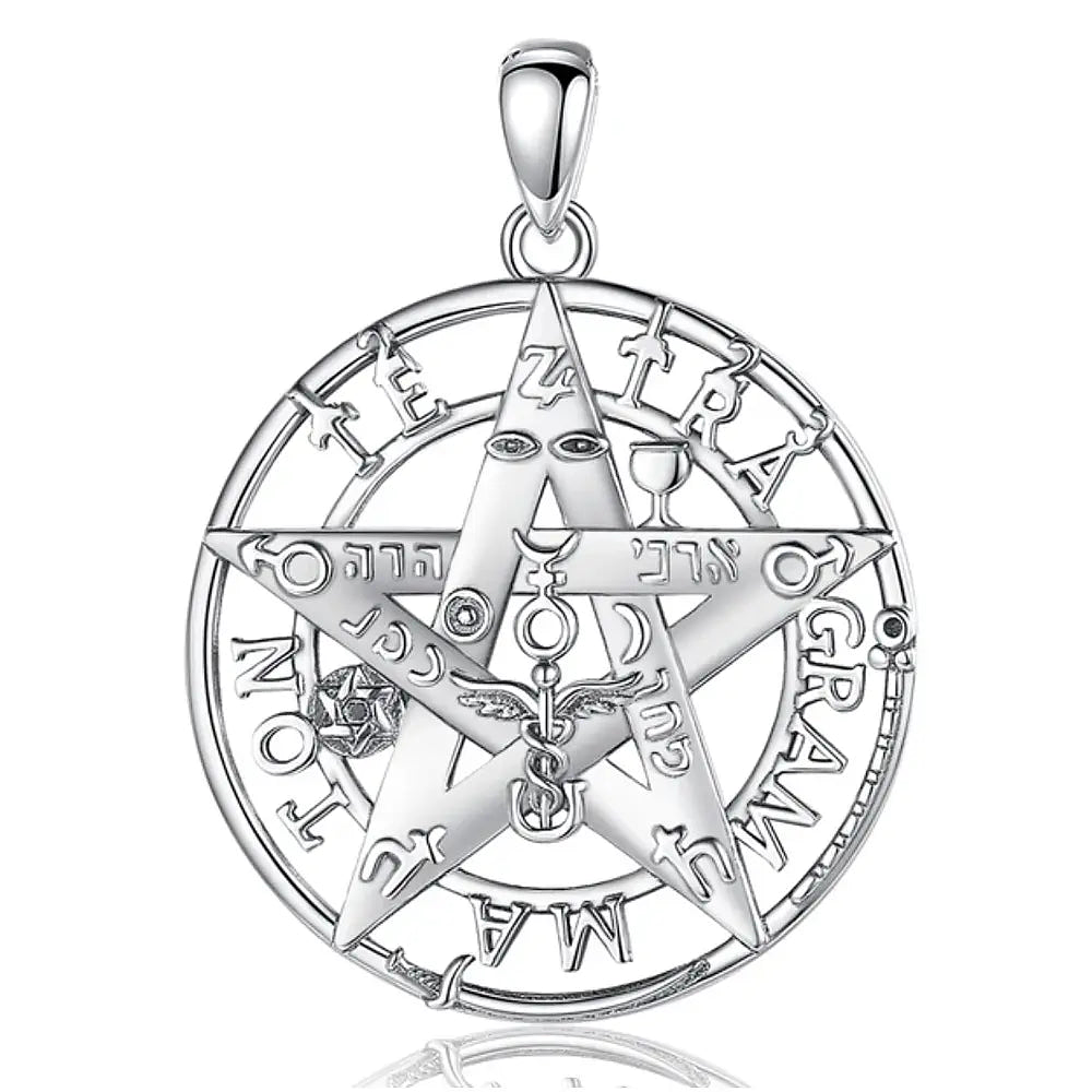 Colgante tetragrammaton calado full definición en plata fina 950 1