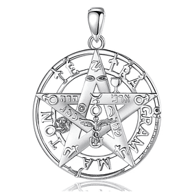 Colgante tetragrammaton calado full definición en plata fina 950