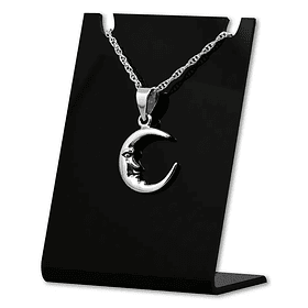 Colgante luna pequeña en plata fina 950, con cadena