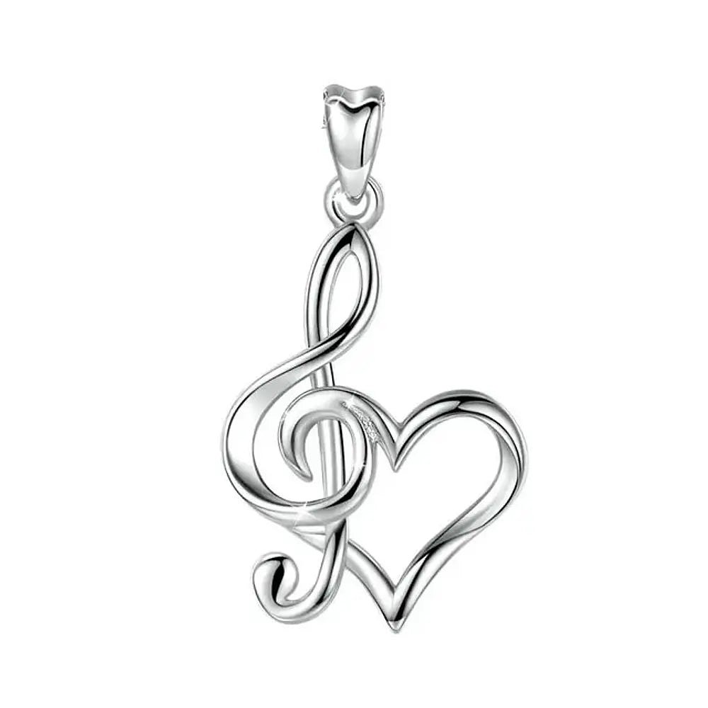 Colgante llave musical con corazón en plata fina 950 1