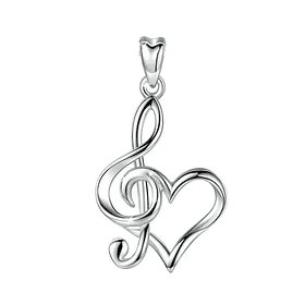 Colgante llave musical con corazón en plata fina 950