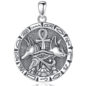 Colgante Anubis Con Ojo De Horus Egipcio en plata fina 950