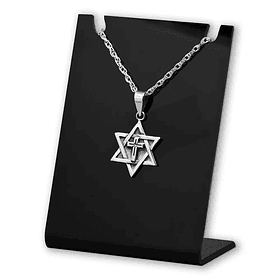 Colgante estrella de David con cruz en plata fina 925