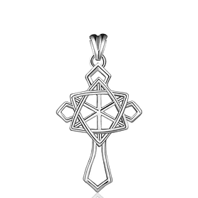 Colgante cruz estrella de David en plata fina 950