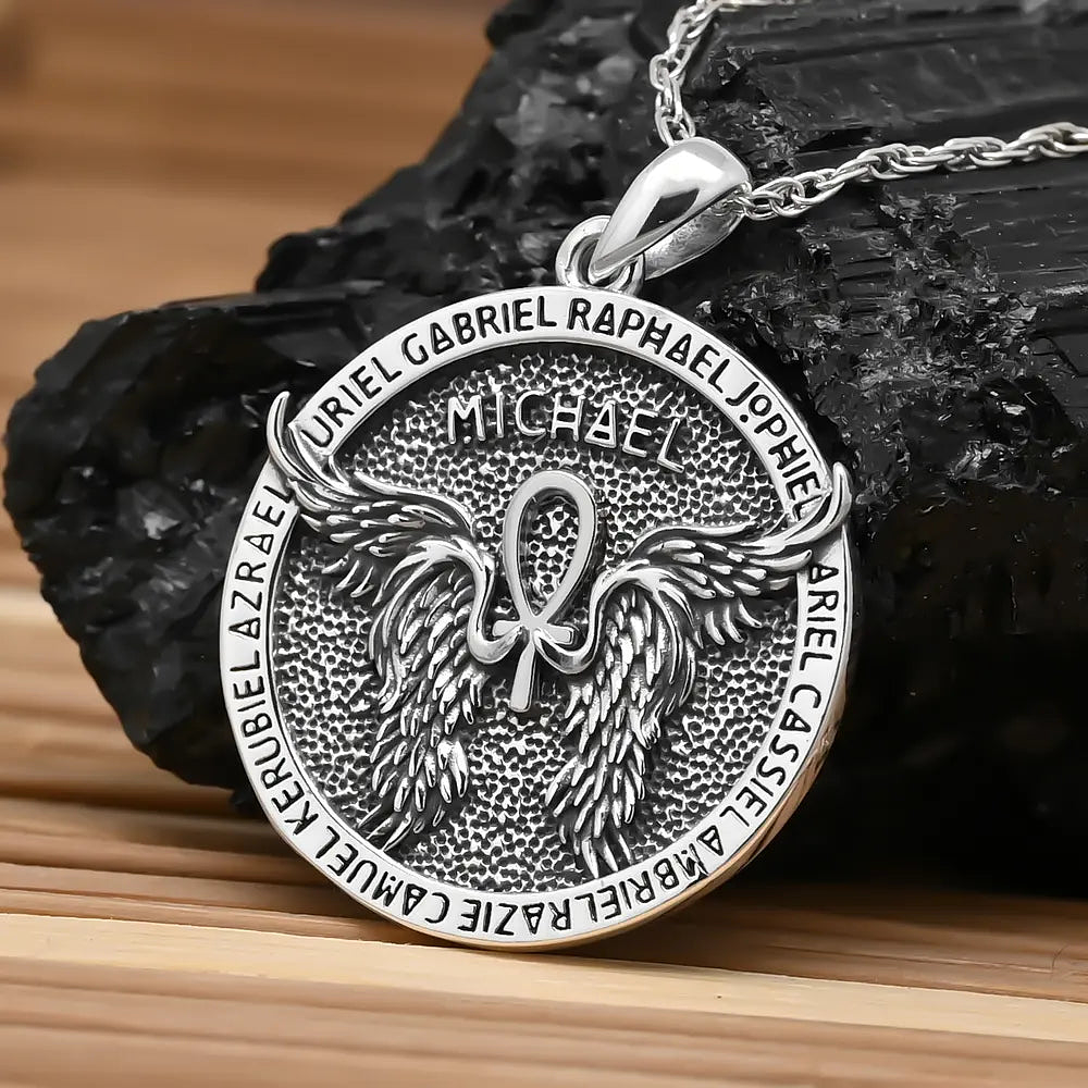 Colgante 7 arcángeles full definición en plata fina 950 2