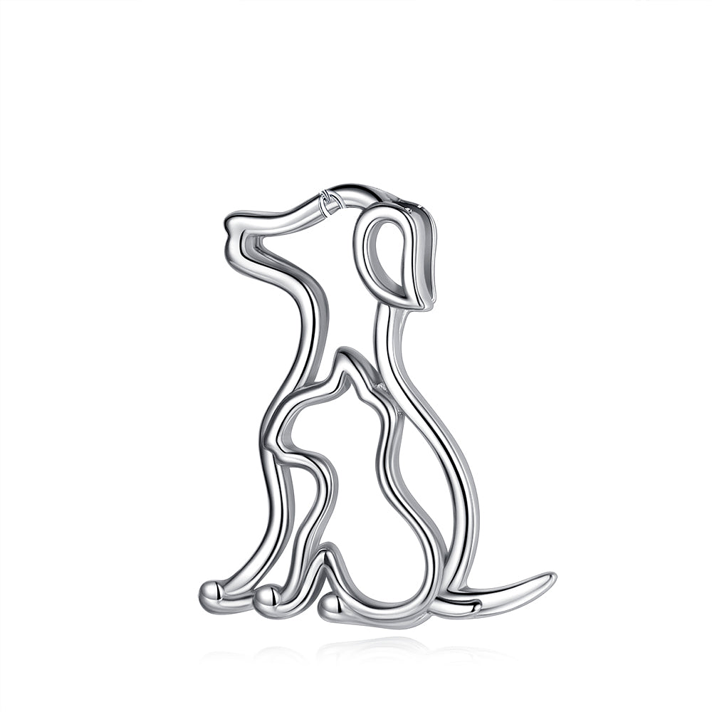 Colgante de perro y gato mini amigos en plata fina 950 1