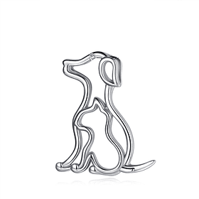 Colgante de perro y gato mini amigos en plata fina 950