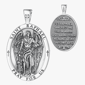 Colgante arcángel San Rafael full definición en plata fina