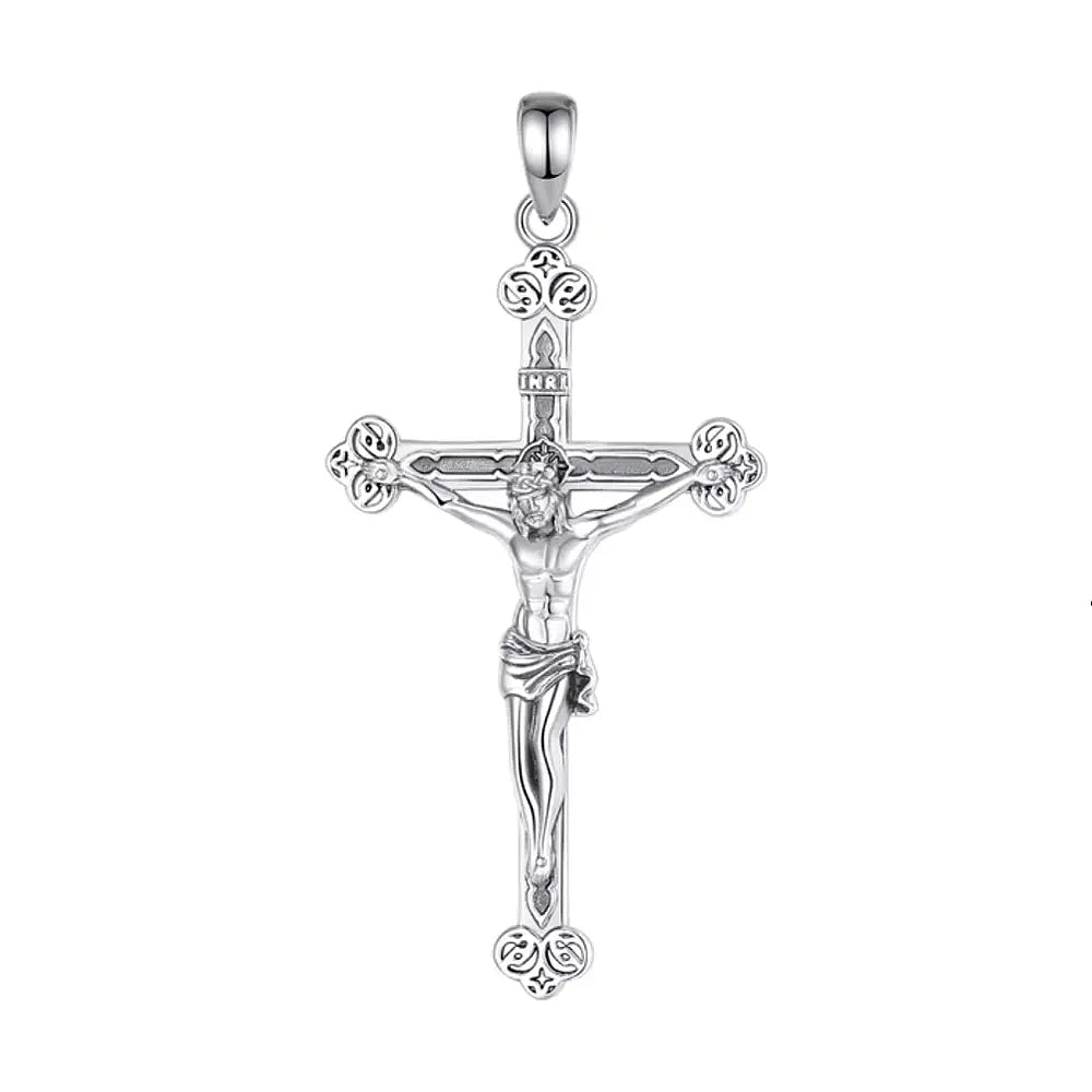 Colgante Cruz de jesus, crucifijo en plata fina 1