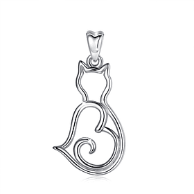 Colgante gato corazon mini amigo en plata fina 950