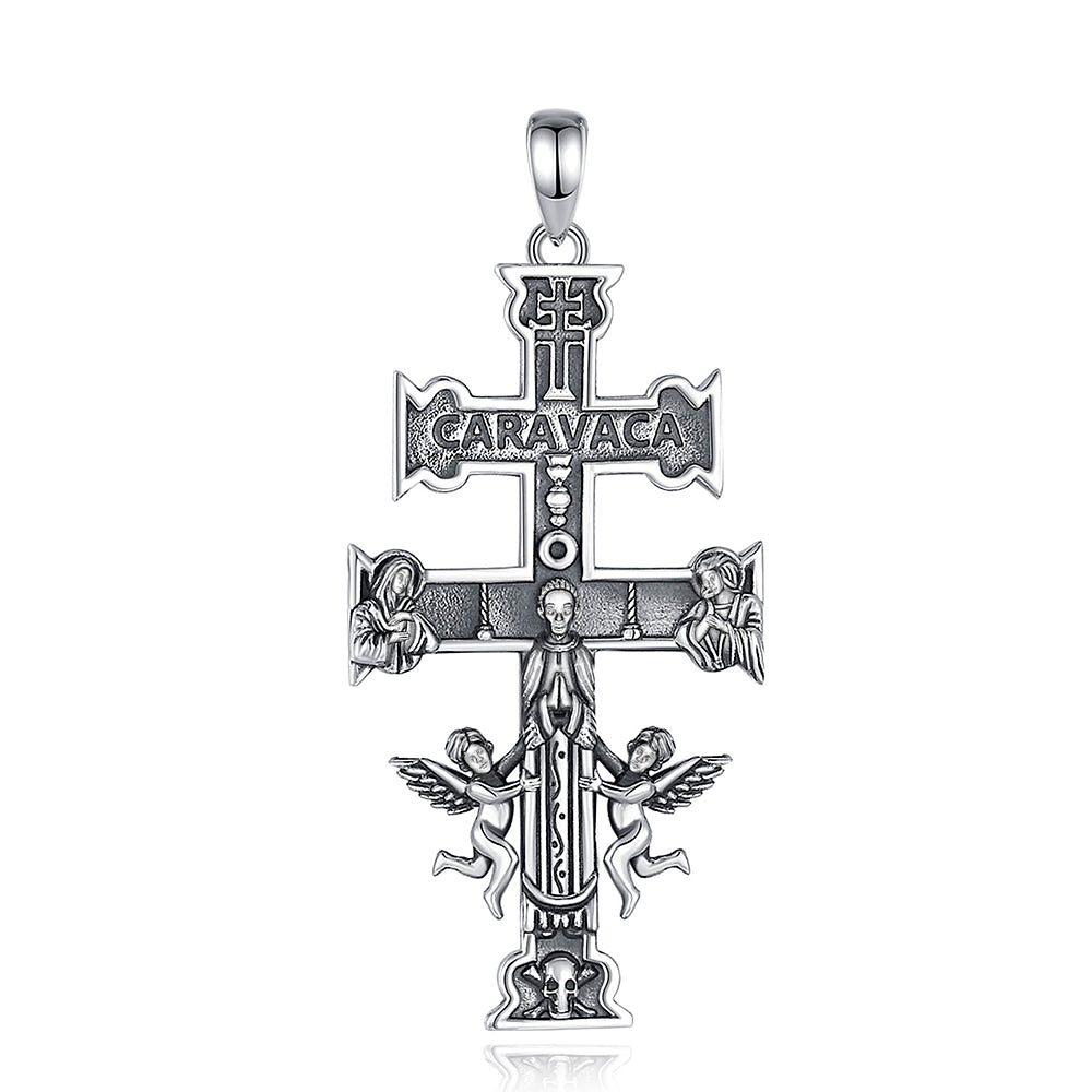 Colgante cruz de Caravaca todos los símbolos en plata fina 950 1
