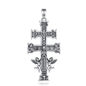 Colgante cruz de Caravaca todos los símbolos en plata fina 950
