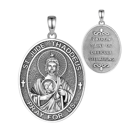 Colgante medalla de san judas Tadeo full definición en plata
