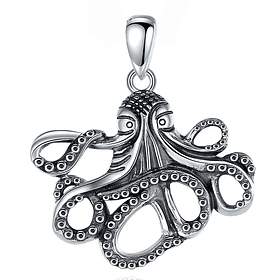 Colgante pulpo, octopus esoterico en plata fina 950