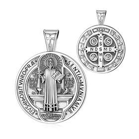 Colgante medalla de San Benito full definición con cadena