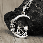 Colgante media luna con pareja de gatos en plata fina 950 2