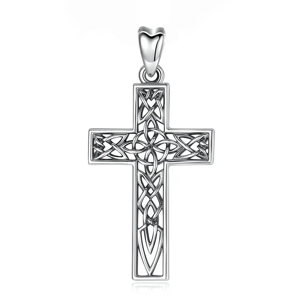 Colgante cruz nudo de bruja en plata fina 950 1