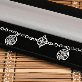 Pulsera nudo de bruja con tetragrammaton en plata fina 950