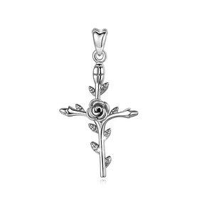 Colgante Flor rosa en plata fina 950