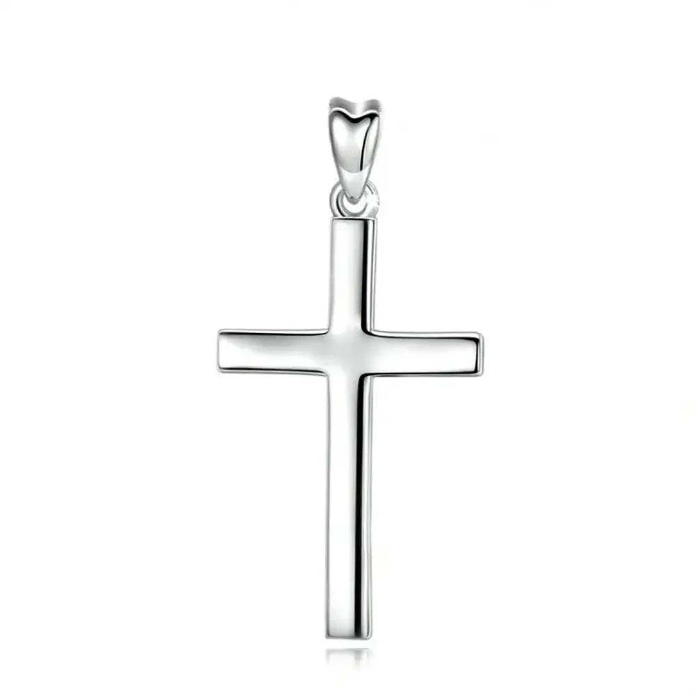 Colgante Cruz Lisa religiosa en plata fina 950 1