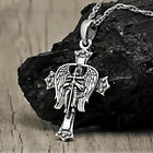 Colgante cruz de alas de arcángel San Miguel en plata fina 950 2