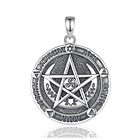 Colgante pentagrama de la luna 4 elementos en plata fina 950 1