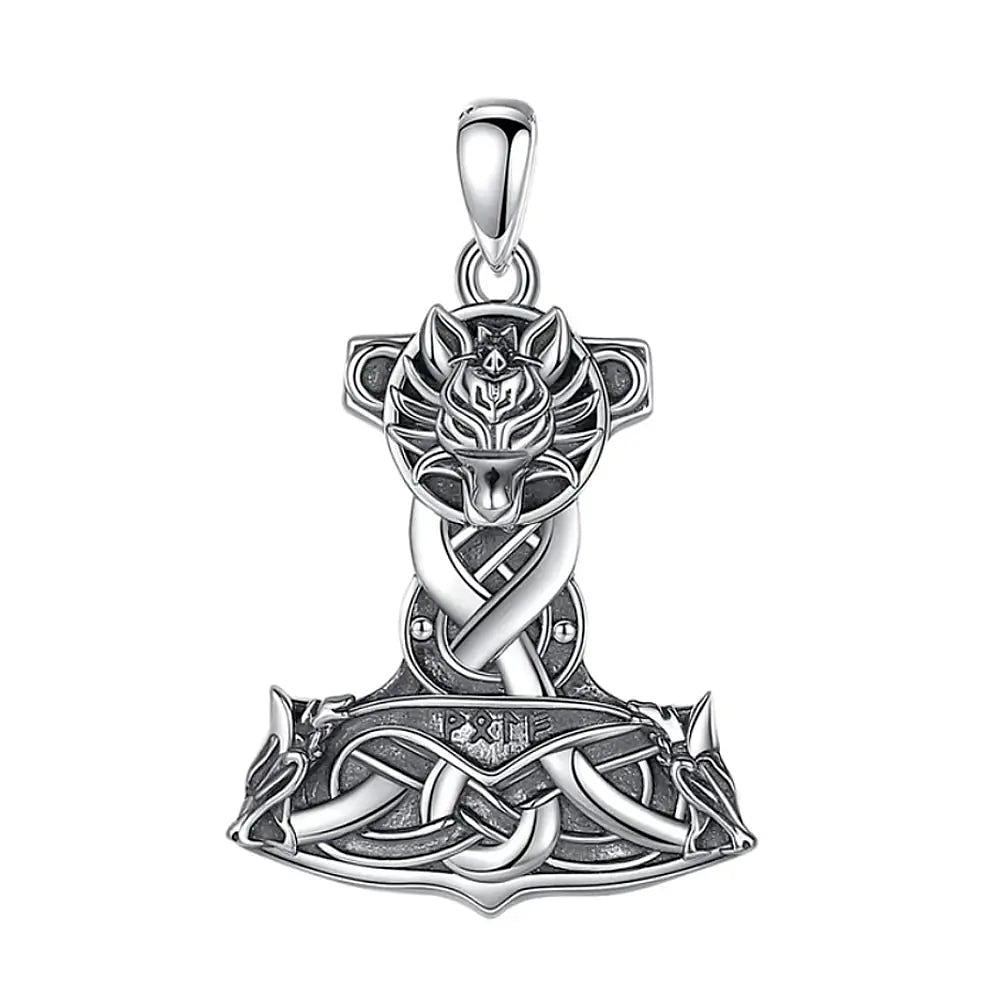 Colgante martillo de thor macizo en plata fina 950 1