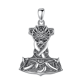 Colgante martillo de thor macizo en plata fina 950