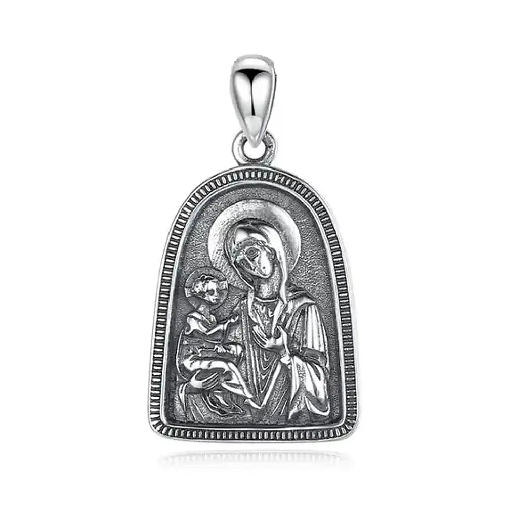 Colgante Virgen Maria con niño Jesus en plata fina 950 1