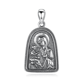 Colgante Virgen Maria con niño Jesus en plata fina 950