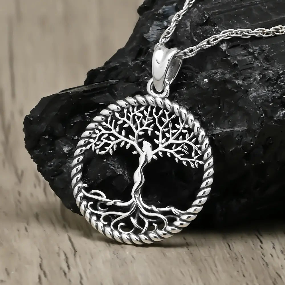 Colgante árbol de la vida trenzado en plata fina 950 2