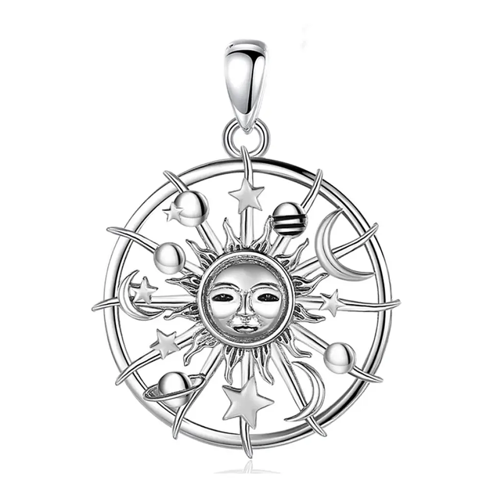 Colgante Sol y luna en plata fina 950 1