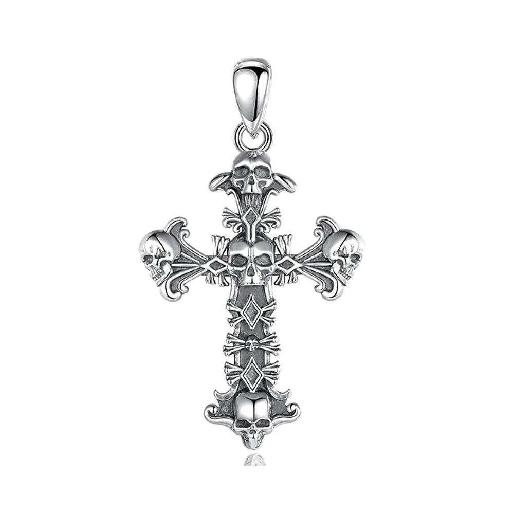 Colgante cruz de calavera en plata fina 950 1